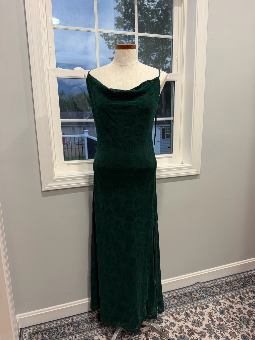 Altar'd State Forest Green Cowl Neck Maxi Dress